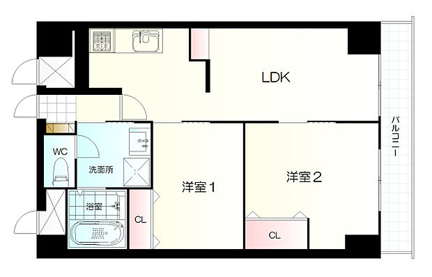 シャンボール荒町(2LDK) 4階の間取り図