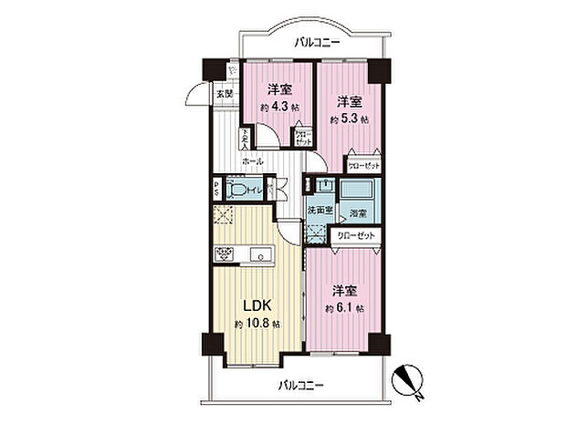 ライオンズマンション横須賀マリンステージ(3LDK) 5階の間取り図