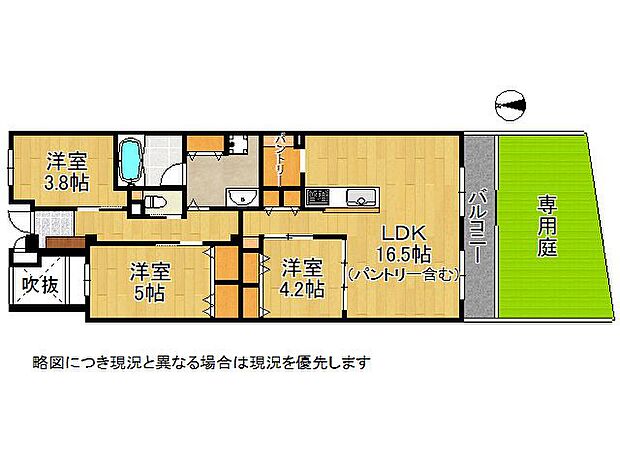 カルム伊丹緑ケ丘　中古マンション(3LDK) 1階の間取り図