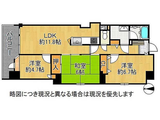 アズックヒル尼崎　中古マンション(3LDK) 10階の間取り図