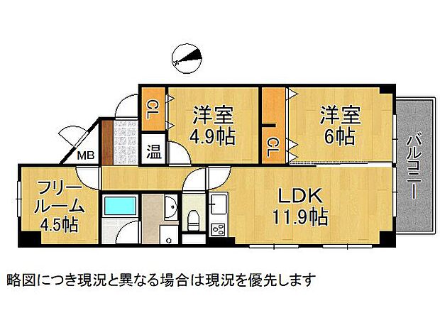 仁川グリーンハイツ　中古マンション(3LDK) 4階の間取り図