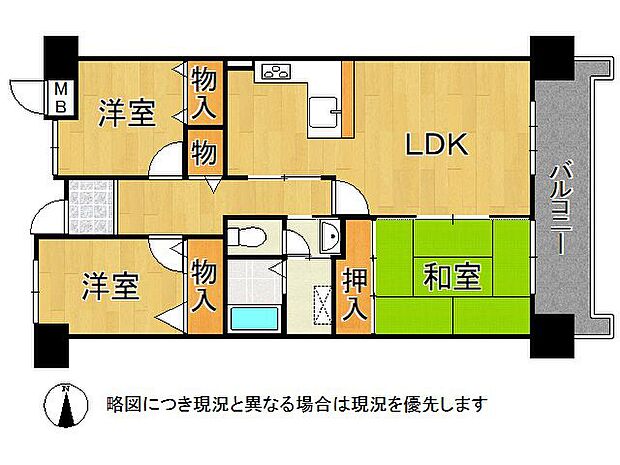 武庫川はなのまち30号棟　中古マンション(3LDK) 11階の間取り図