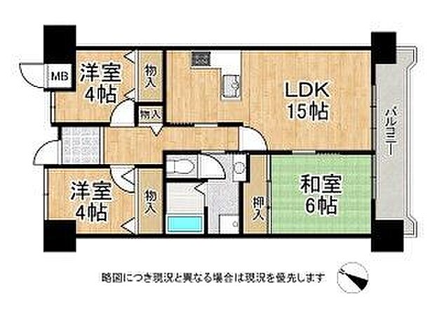 武庫川はなのまち30号棟　中古マンション(3LDK) 11階の間取り図