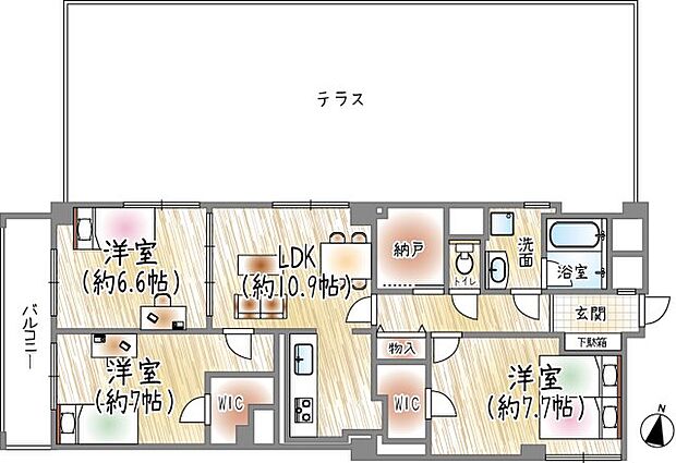 日商岩井夙川マンション(3LDK) 4階の内観