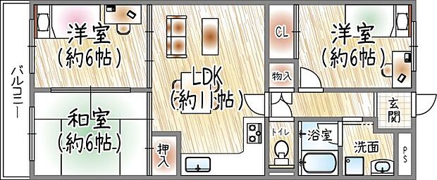 シーアイマンション千里中央(3LDK) 2階の間取り図