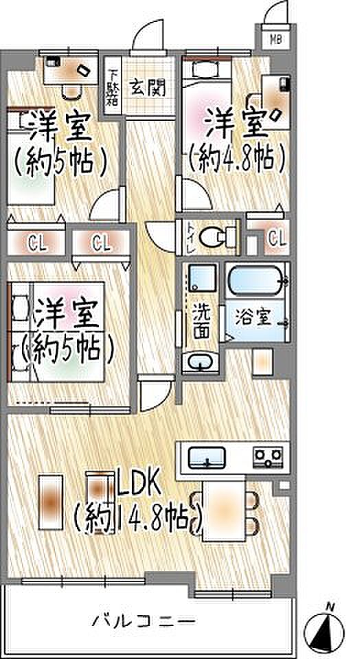 エンゼルハイムパークステージ弐番館(3LDK) 8階の間取り図