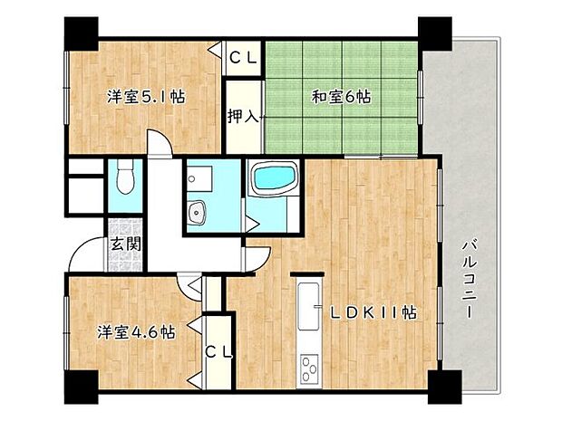 ライオンズマンション姫路野里(3LDK) 3階/202の間取り図