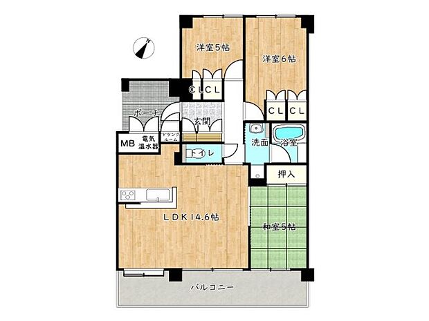 サクラメント広畑夢咲(3LDK) 4階/405号室の間取り図