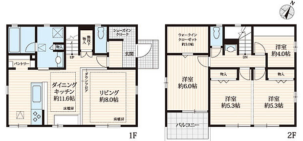 〜間取り変更も可能なプラン〜 ・2階10.6帖の洋室は間仕切りを造る事で2部屋に分ける事が可能。 ・ご家族の状況に応じて部屋の数を変更できるプランです。 