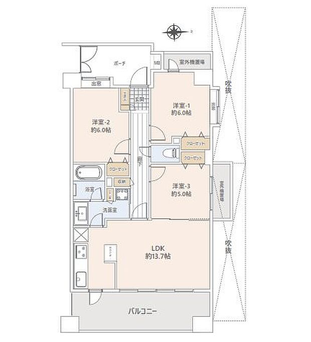 日神パレステージ聖蹟桜ヶ丘(3LDK) 3階の間取り図
