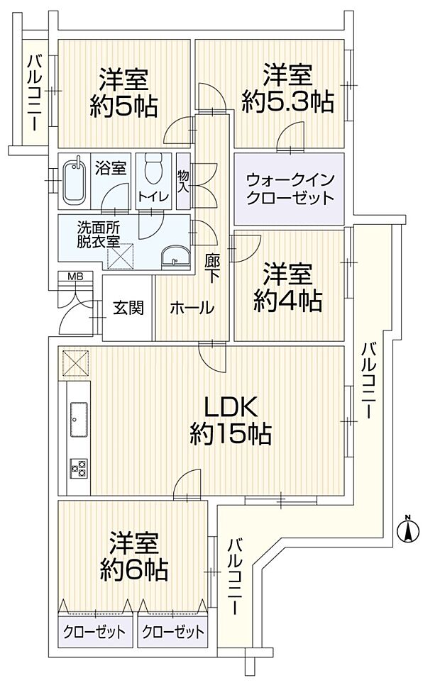 エステート上水本町3号棟(4LDK) 1階の間取り図