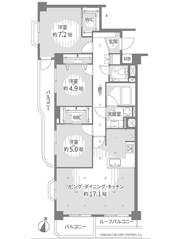 ライオンズマンション石神井台(3LDK) 5階の間取り図