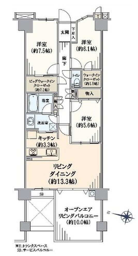 ルネサンス戸塚テラス(3LDK) 6階の間取り図