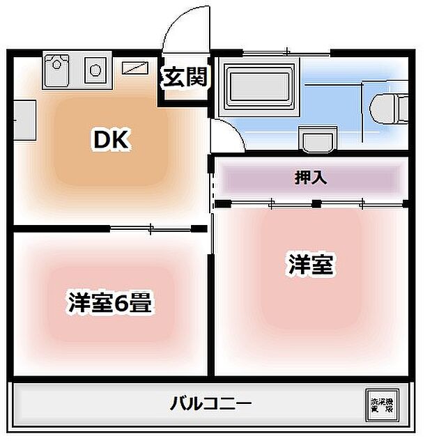 日東マンションサンシャイン谷塚(2DK) 6階/６Fの内観