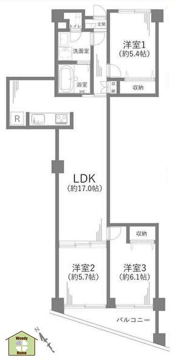 川口グレースマンション　中古マンション(3LDK) 9階の内観