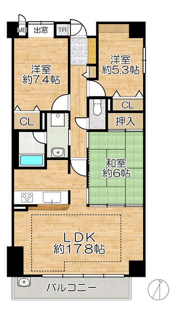 ディアエスタミオ舞子(3LDK) 4階の内観