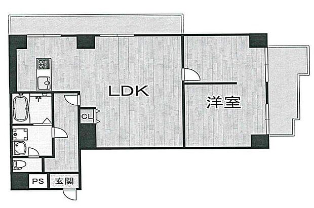 朝日プラザ高津3(1LDK) 12階の間取り図