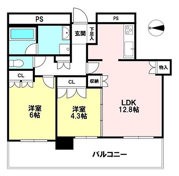 レジデンス梅田ローレルタワー(2LDK) 17階の間取り図