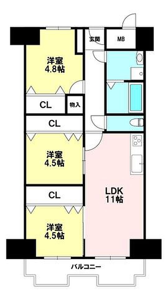 エーデルハイム関目(3LDK) 6階の間取り図