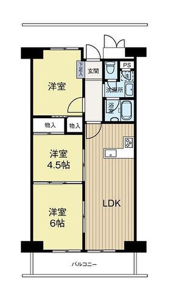 上本町ガーデンハイツ(3LDK) 5階の間取り図