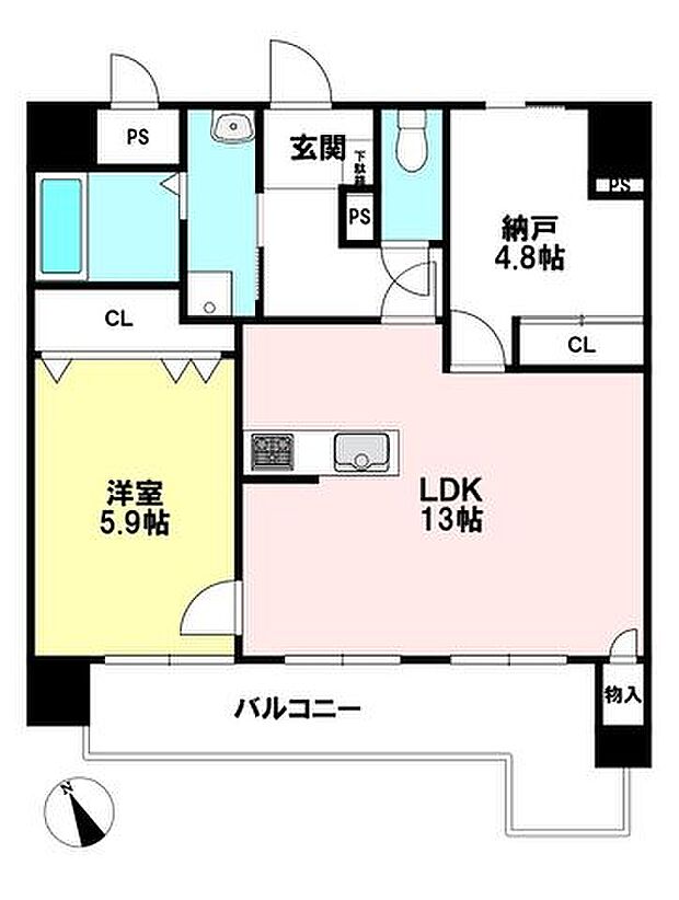 ライオンズマンション美章園(1SLDK) 7階の間取り図