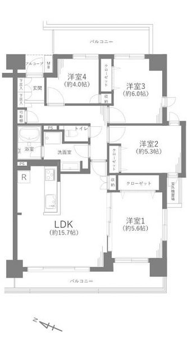 千葉寺パーク・ホームズ(4LDK) 7階の間取り図
