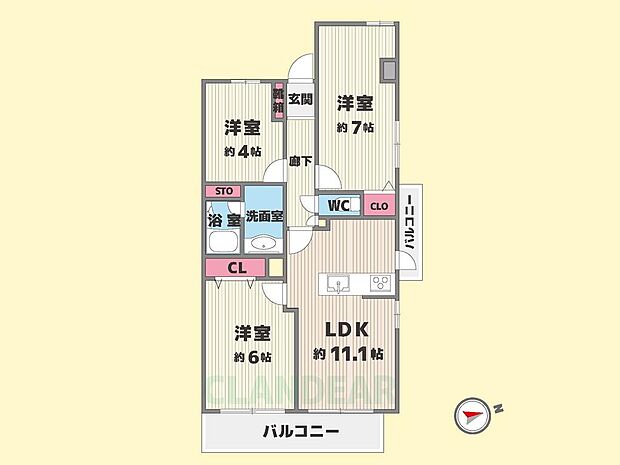 ネオコーポ墨田(3LDK) 3階/300の間取り図