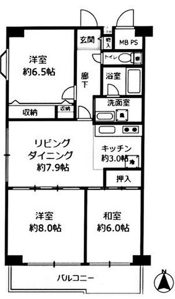 マンハイム竹の塚(3LDK) 1階/100の間取り図