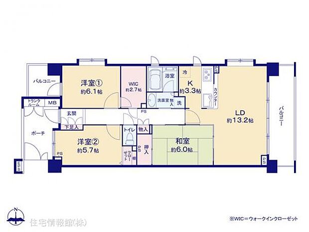 クレストグランディオ横浜(3LDK) 3階の間取り図