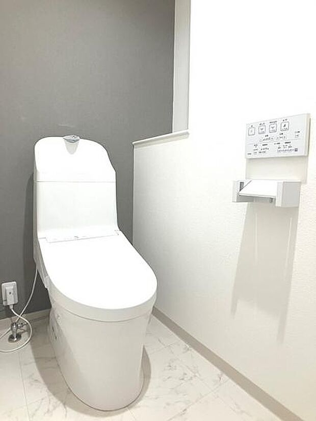 現代の必需品、快適な温水洗浄便座付きのトイレです。