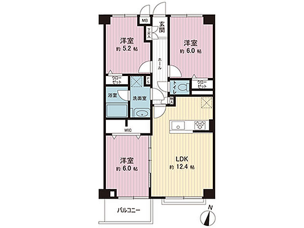 三協・鶴間ガーデンハウス(3LDK) 5階の間取り図