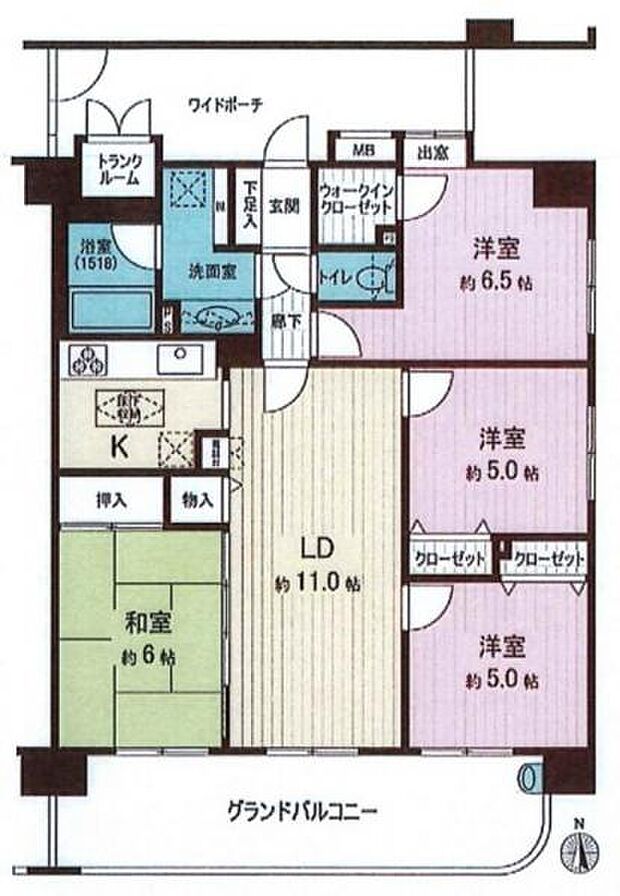 ダイアパレスアンジェロ桜ヶ丘(4LDK) 8階の間取り図