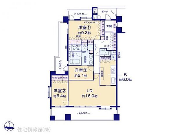 クリオレジダンス湘南辻堂(3LDK) 6階の間取り図