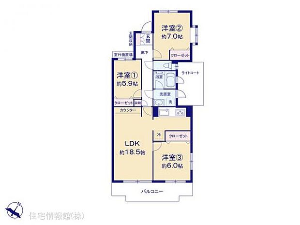 パストラルハイム湘南太平台II(3LDK) 3階の間取り図