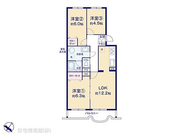 永田台ハイツ(3LDK) 2階の間取り図