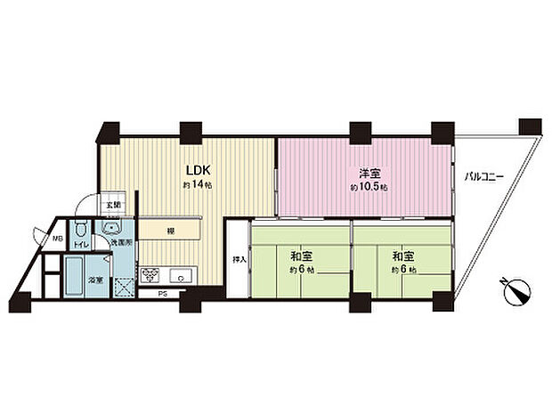 西川口ファミリーマンション(3LDK) 3階の間取り図