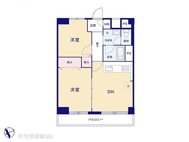 グリーンビュー第一川口(2DK) 6階の間取り図