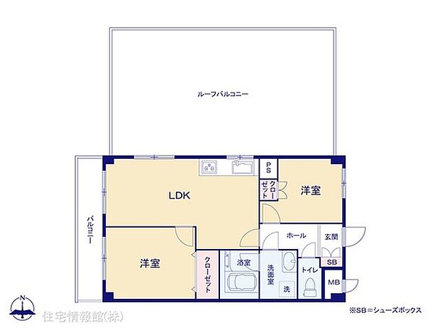 ライオンズマンション梅島(2LDK) 4階の間取り図