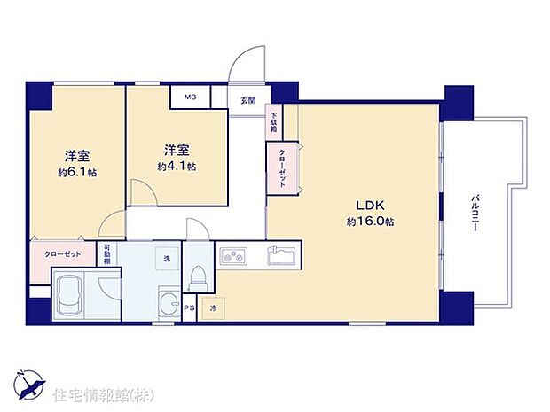 セントレー南浦和(2LDK) 3階の間取り図