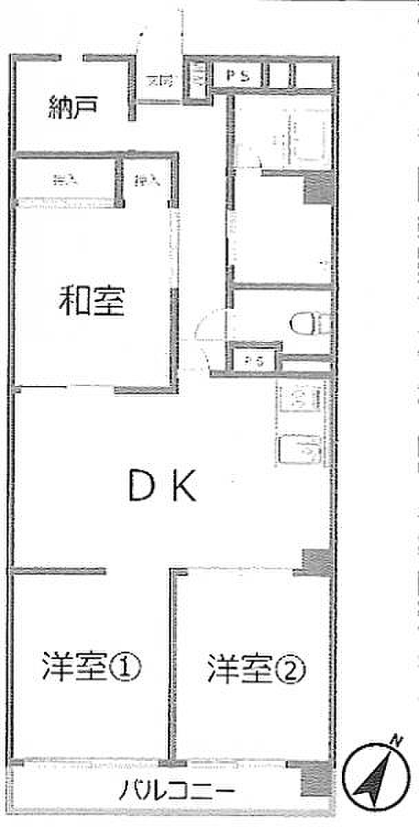 ニックハイム南越谷(3DK) 3階の間取り図