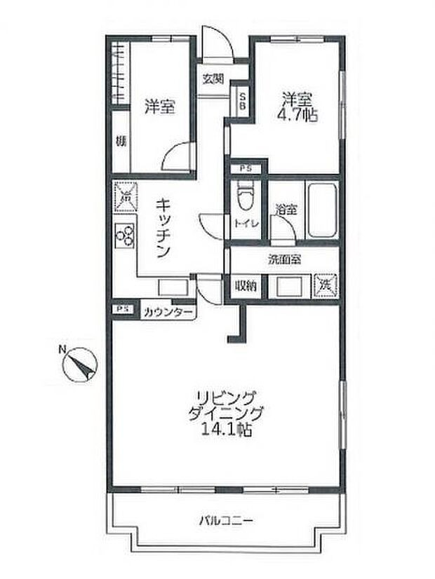 エクレール久喜宮代(2LDK) 3階の間取り図