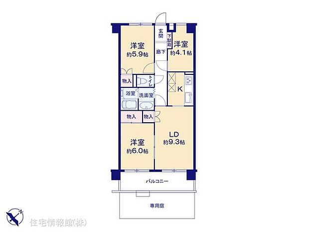 お花茶屋第二ローヤルコーポ(3LDK) 1階の間取り図