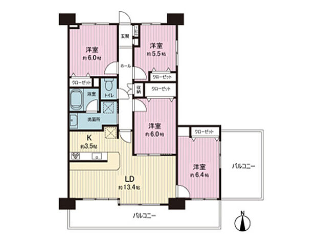 新松戸ガーデニア(4LDK) 9階の間取り図