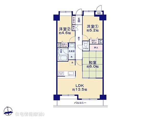 ライオンズマンション一之江弐番館(3LDK) 2階の間取り図
