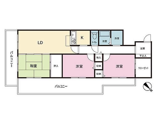 セザール八乙女(3DK) 4階の間取り図