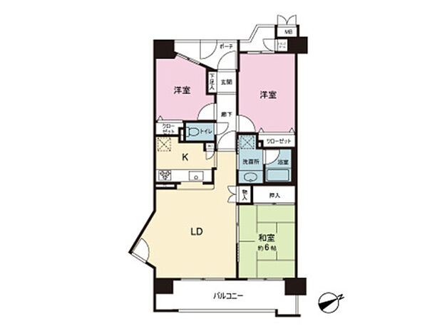 東急ドエルアルス八乙女ロアシス(3LDK) 7階の間取り図