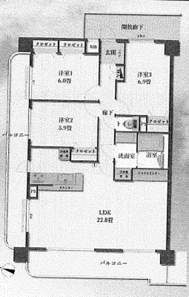 ネオハイツ高砂2(3LDK) 3階の間取り図