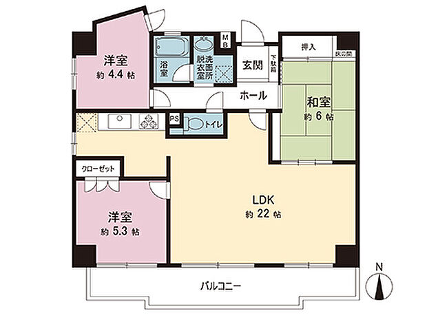 丸美ロイヤルマンション中柴(3LDK) 3階の間取り図