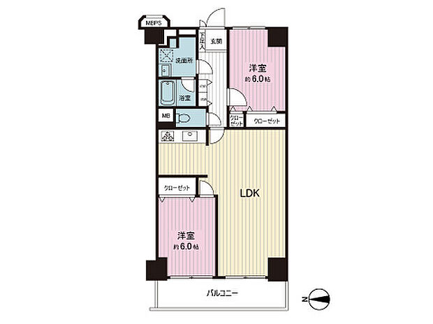 シャルム堺(2LDK) 10階の間取り図