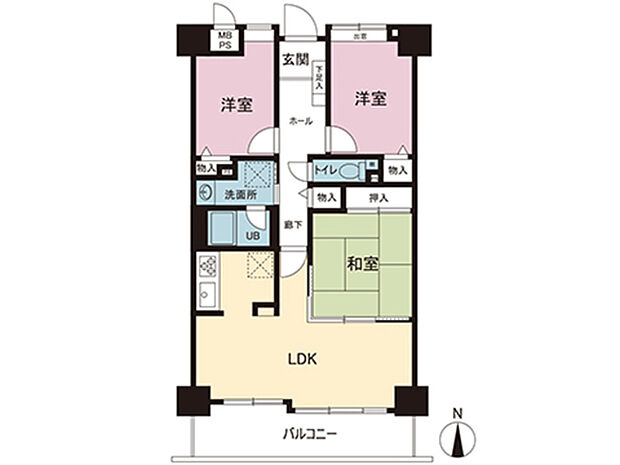 ライオンズマンション若江東弐番館(3LDK) 12階の間取り図